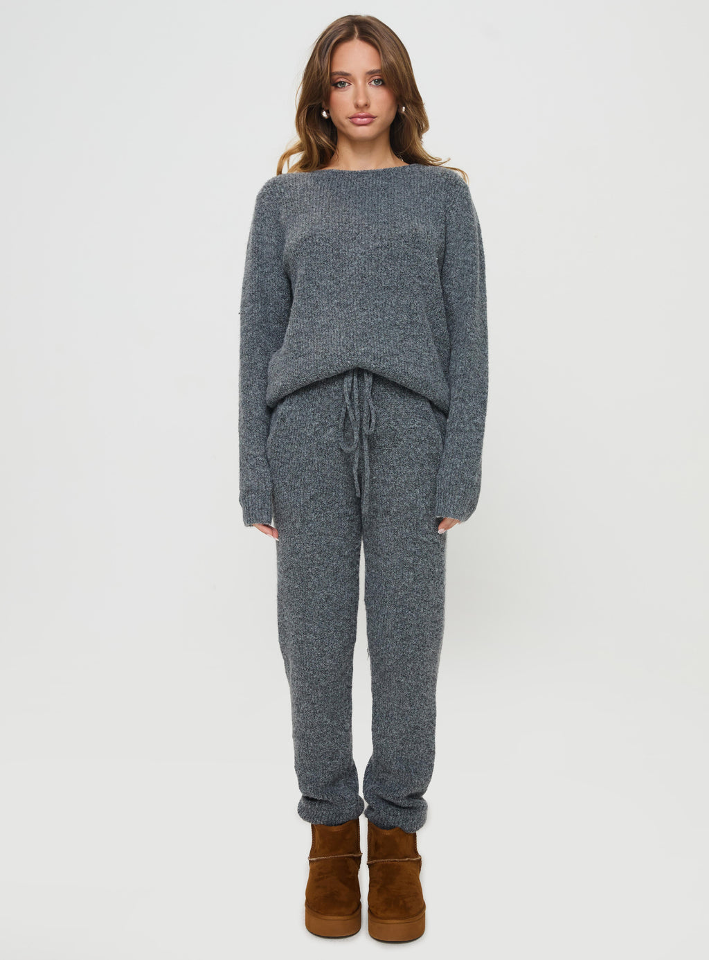 Abrams Rib Knit Pants Charcoal Marle