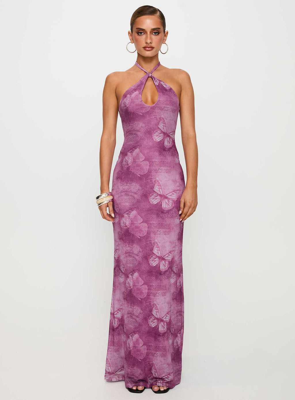 Nathaleia Halter Maxi Dress Purple