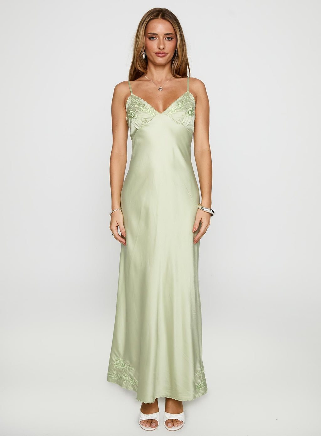 Cyrielle Embroidered Maxi Dress Sage