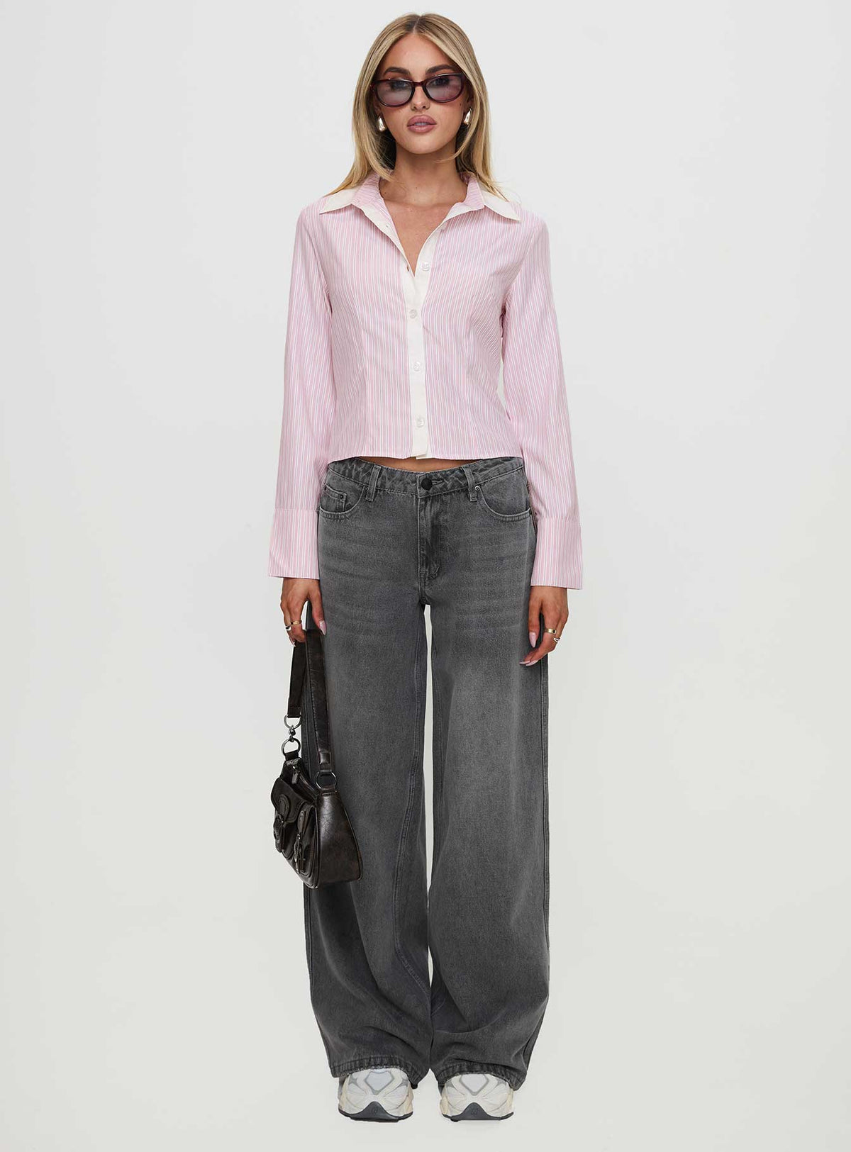 Ramos Low Rise Wide Leg Jeans Grey Wash