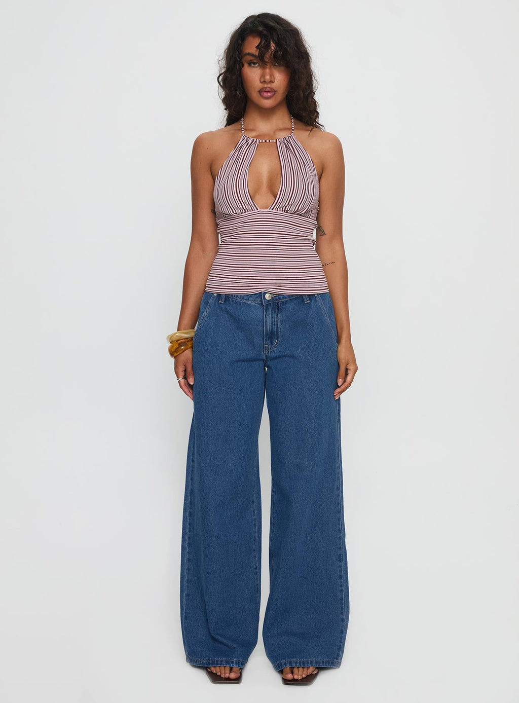 Polaris Mid Rise Straight Leg Jeans Mid Blue