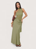 Indiara Halter Mesh Maxi Dress Green
