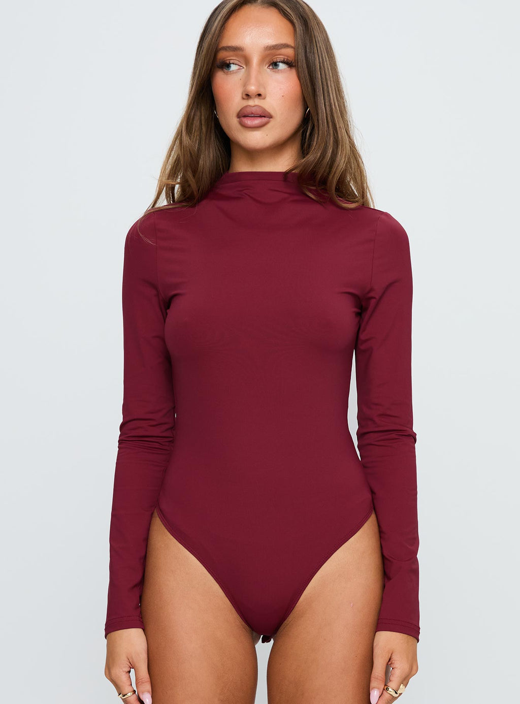 Augustness Long Sleeve Bodysuit Burgundy