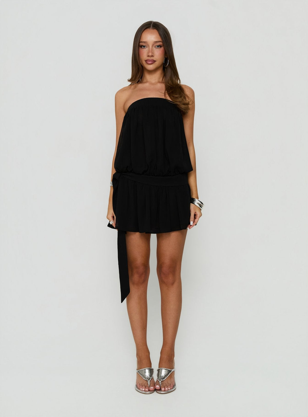 We Belong Together Strapless Blouson Mini Dress Black