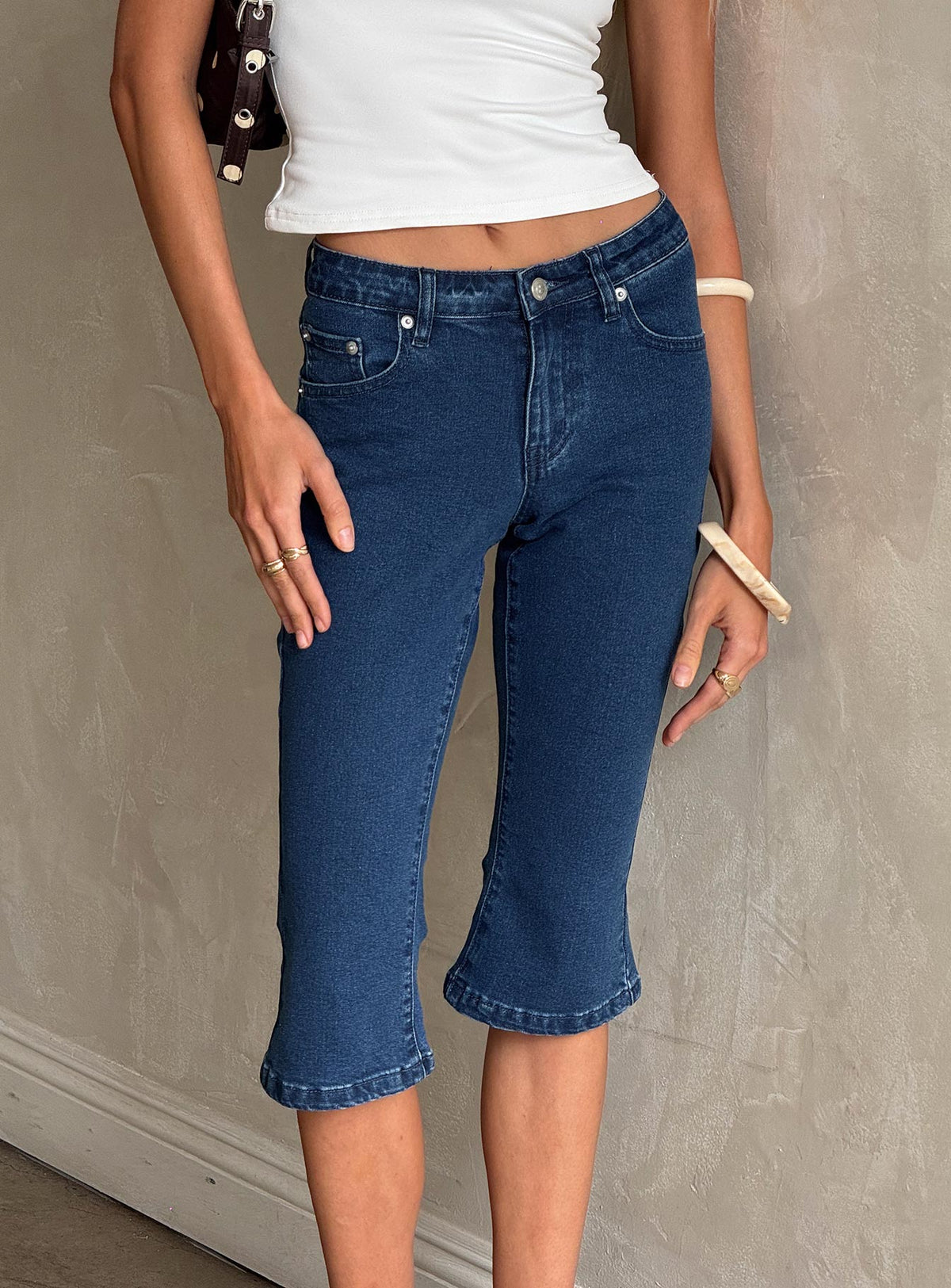 Kissimo Kick Flare Capri Pants Indigo Blue