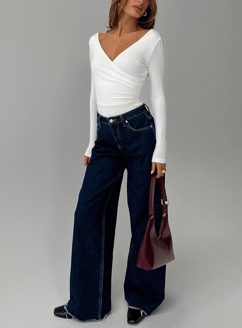Right Here Cross Detail Bodysuit White