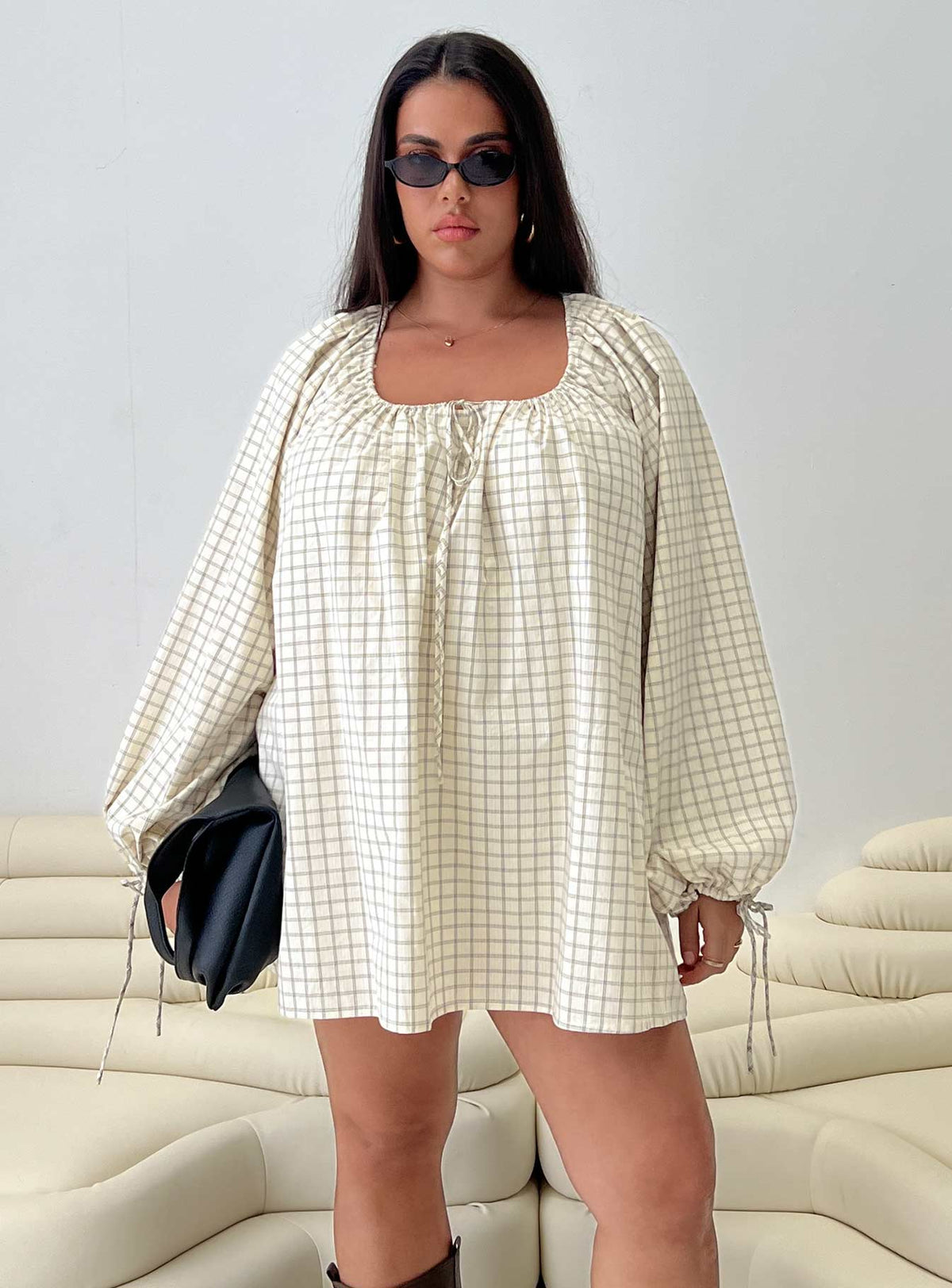 Preacher Playsuit White Check Curve