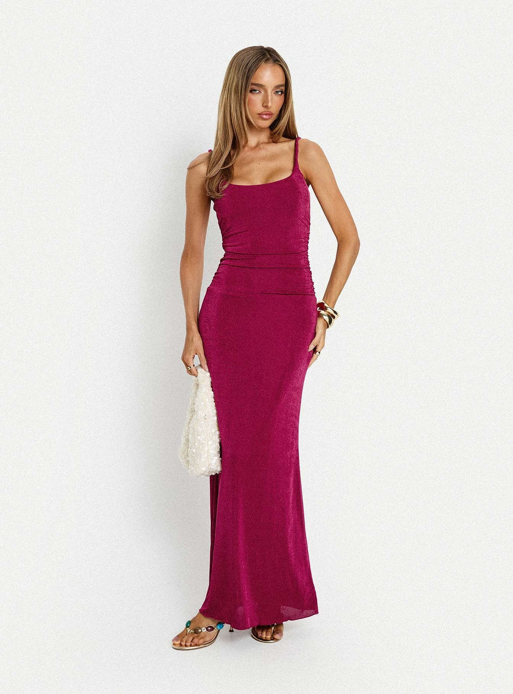 Lavonne Ruched Maxi Dress Plum
