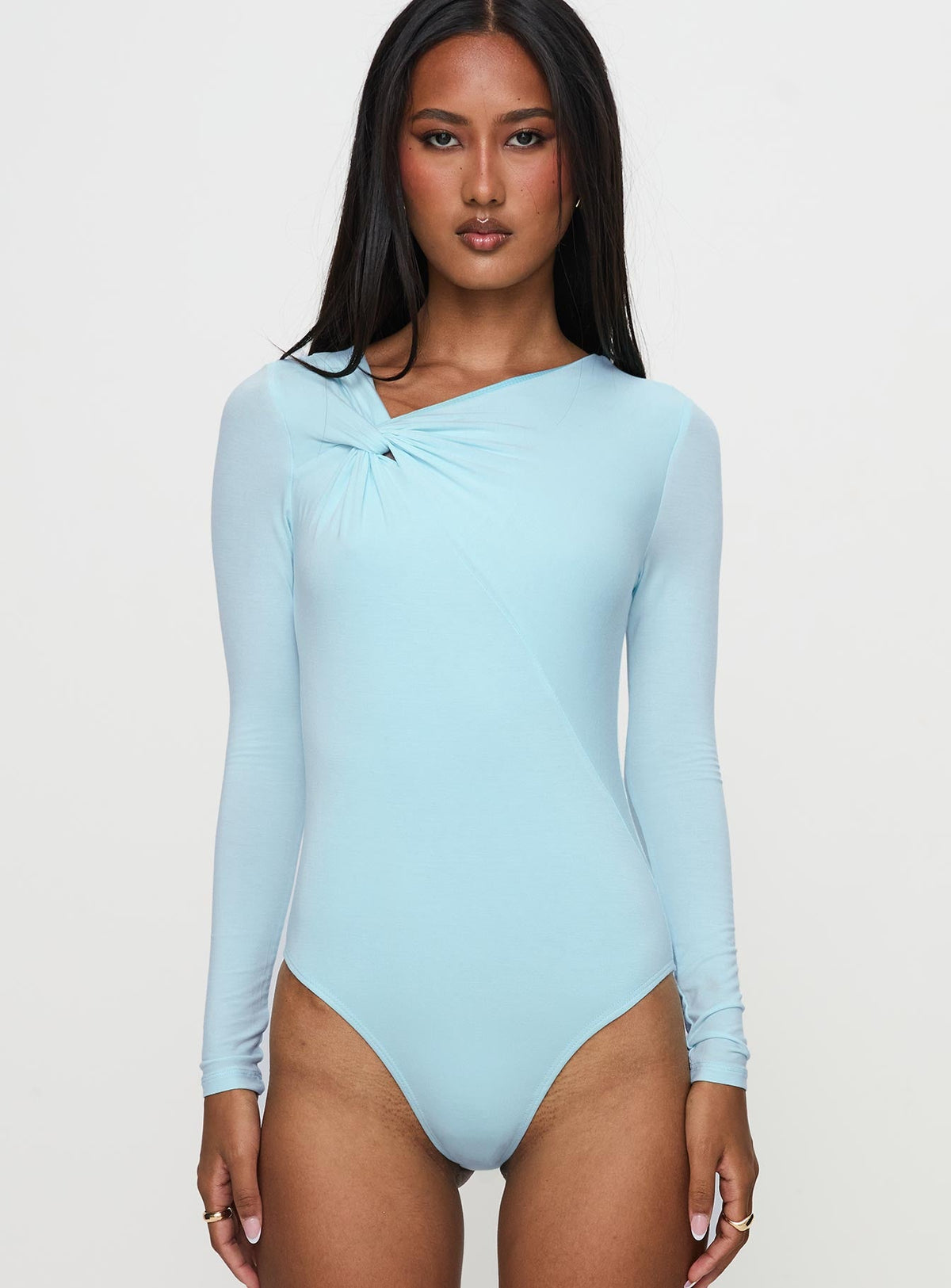 Glorious Look Twist Detail Bodysuit Blue