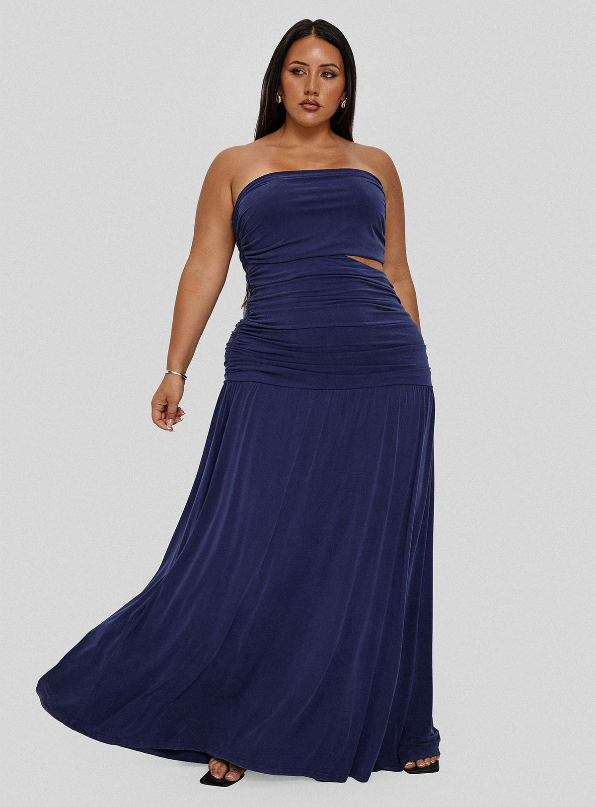 Grandeur Strapless Maxi Dress Navy Curve