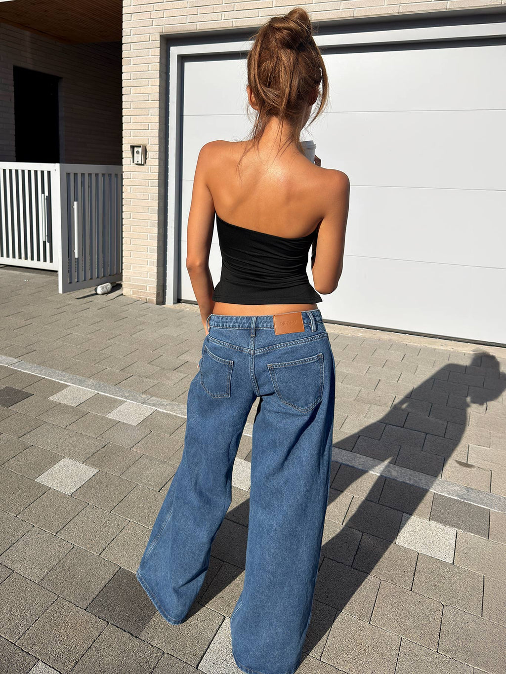 Ramos Low Rise Wide Leg Jeans Mid Blue Wash
