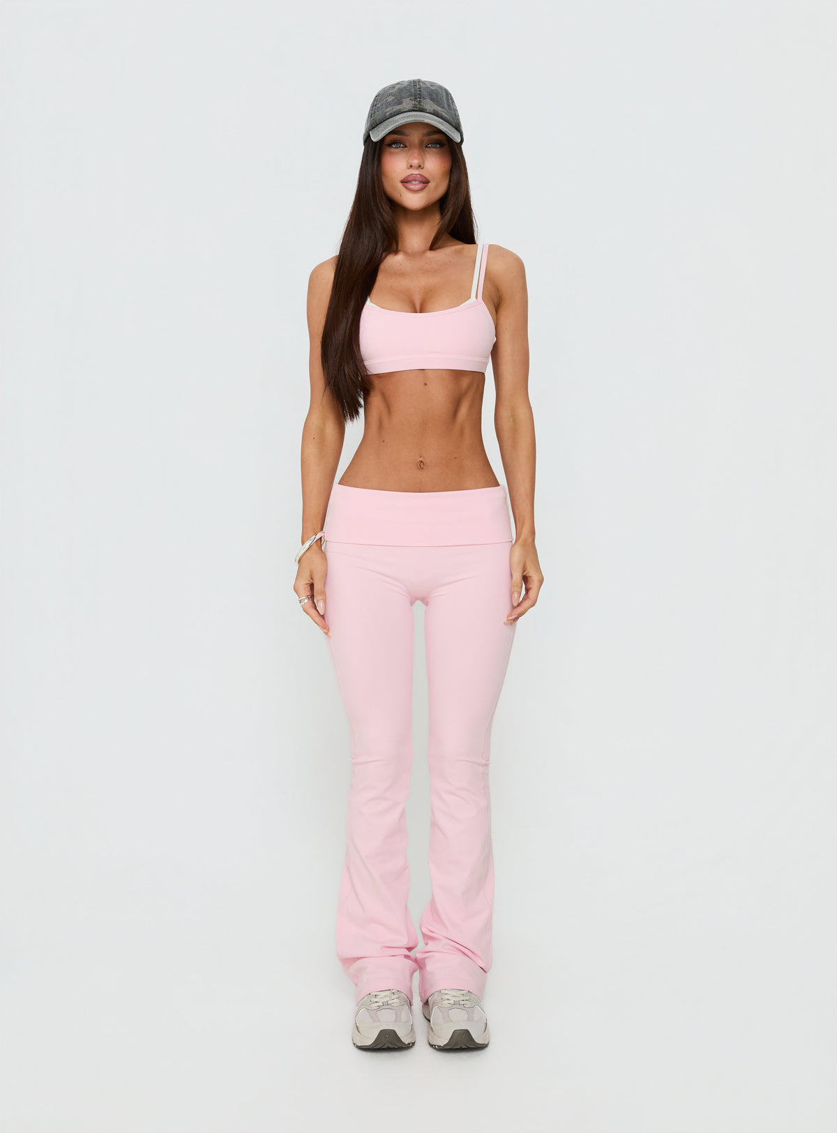 Pace Setter Active Foldover Waist Flared Leggings Pink