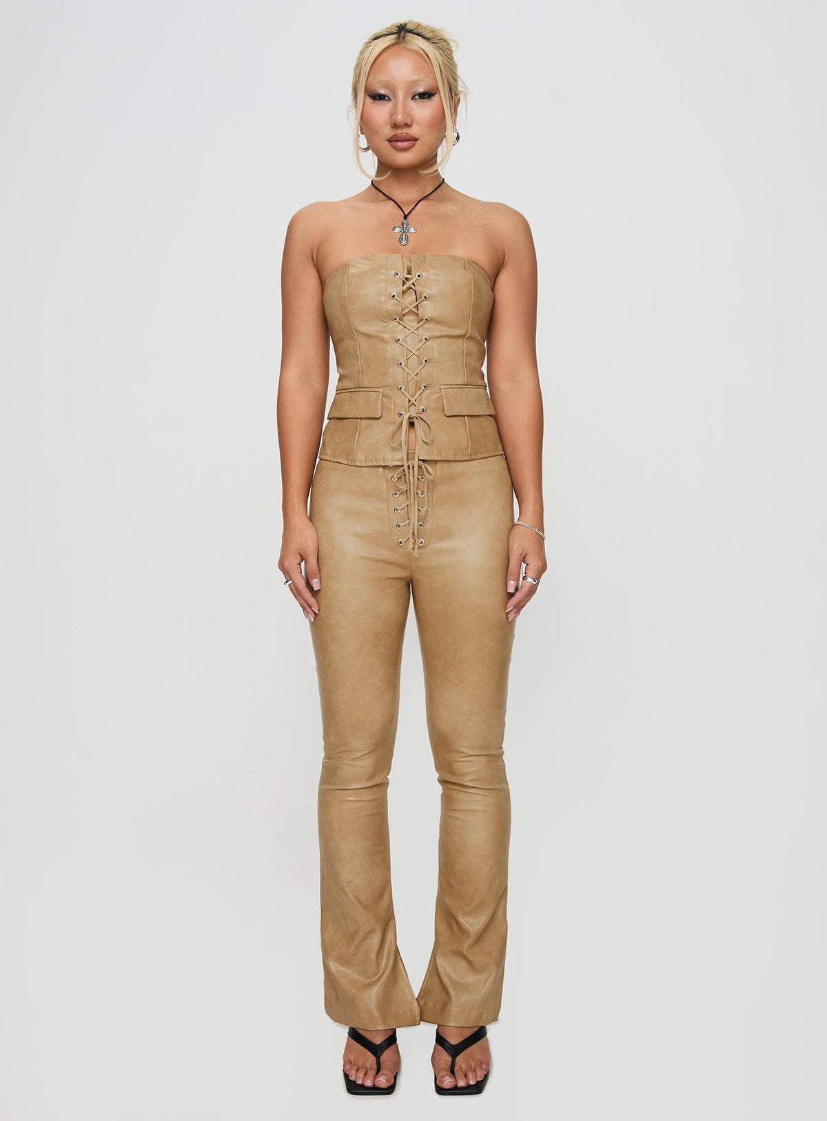 Roddie Lace Up Pants Brown