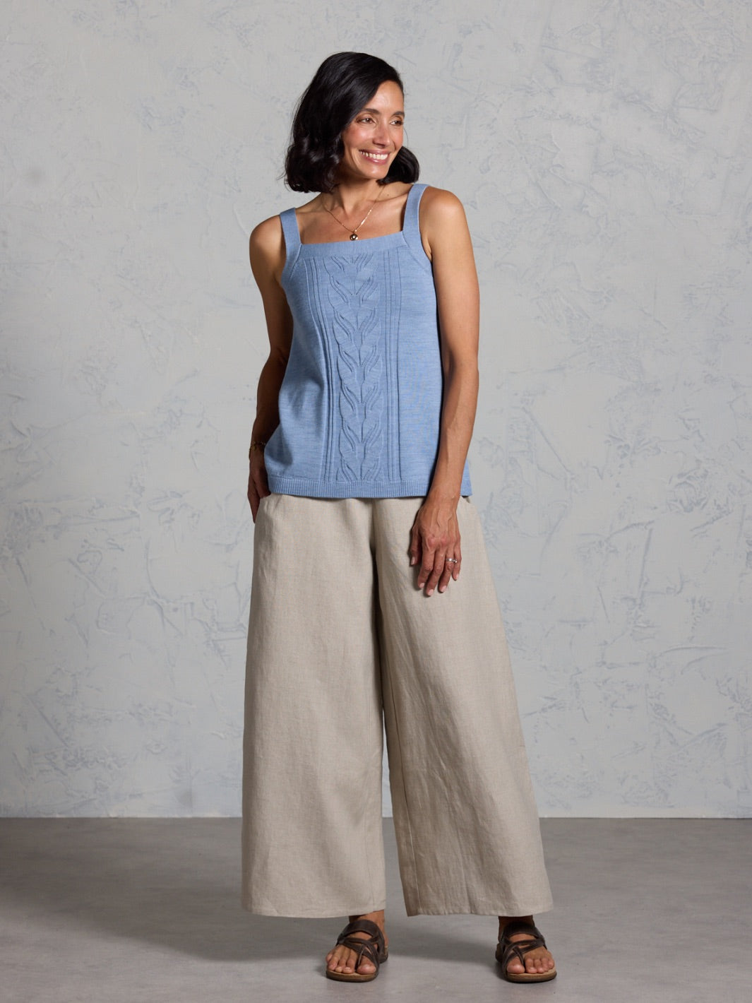 Adrift Merino Wool Knit Top Sea Blue