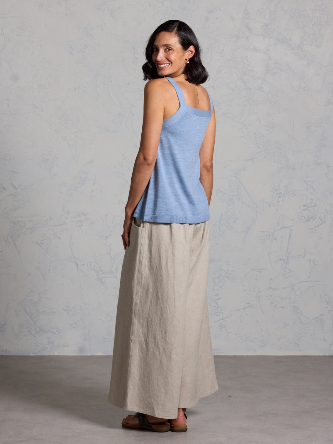 Adrift Merino Wool Knit Top Sea Blue