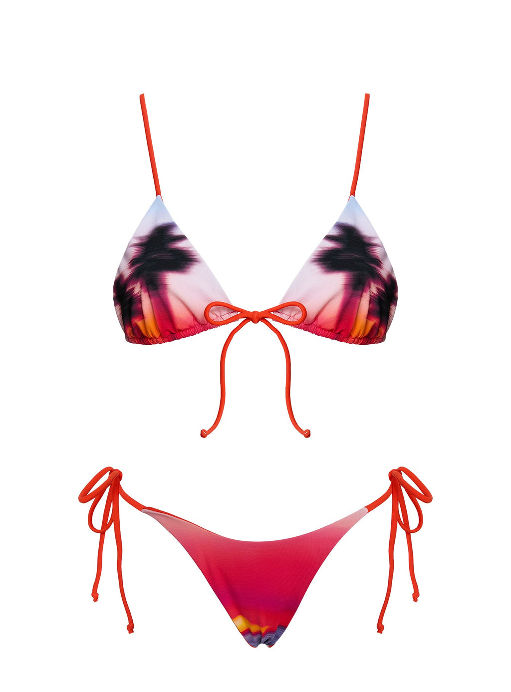 Alizzi Tie Front Triangle Bikini Top Sunset Palm