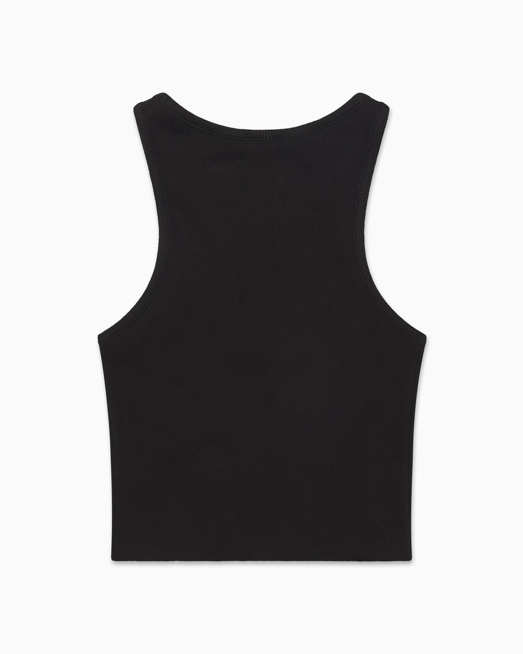 Cropped Raw Hem Rib Tank | Black