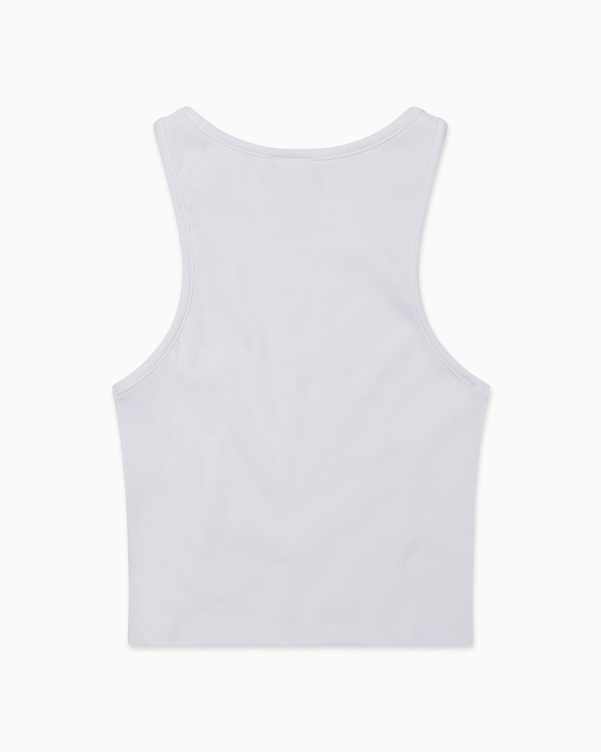 Cropped Raw Hem Rib Tank | White
