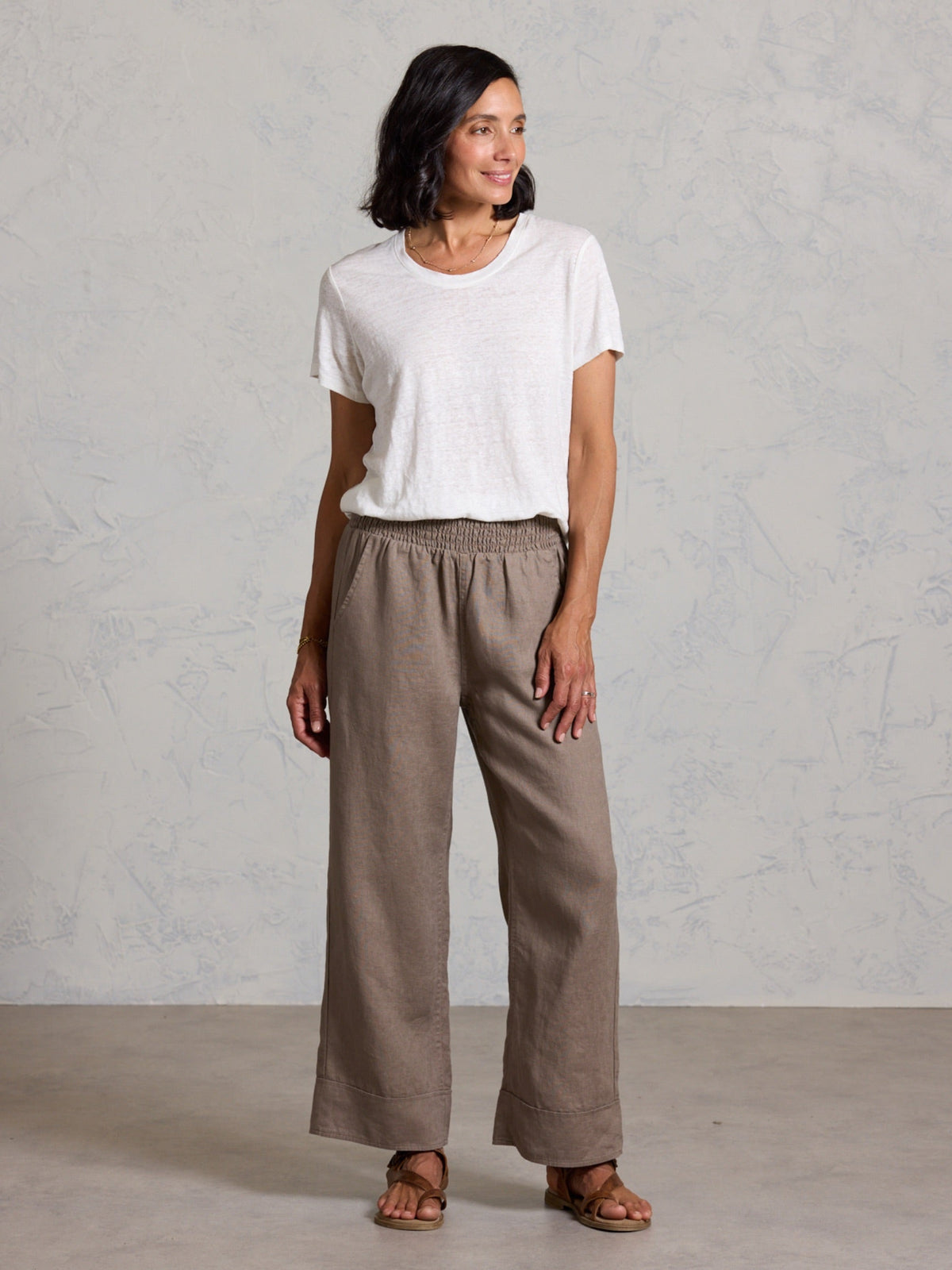 Clovelly French Linen T-Shirt Coconut
