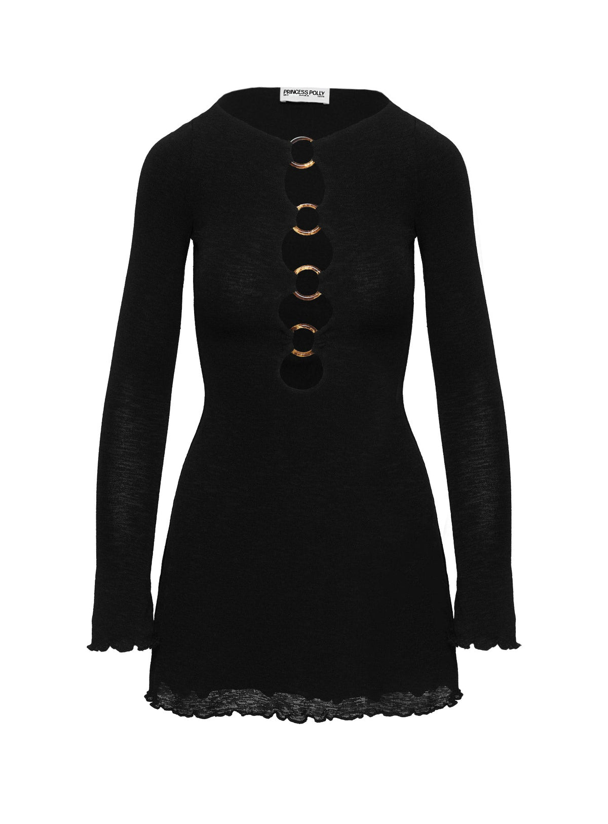 Dejonge Long Sleeve Ring Mini Dress Black