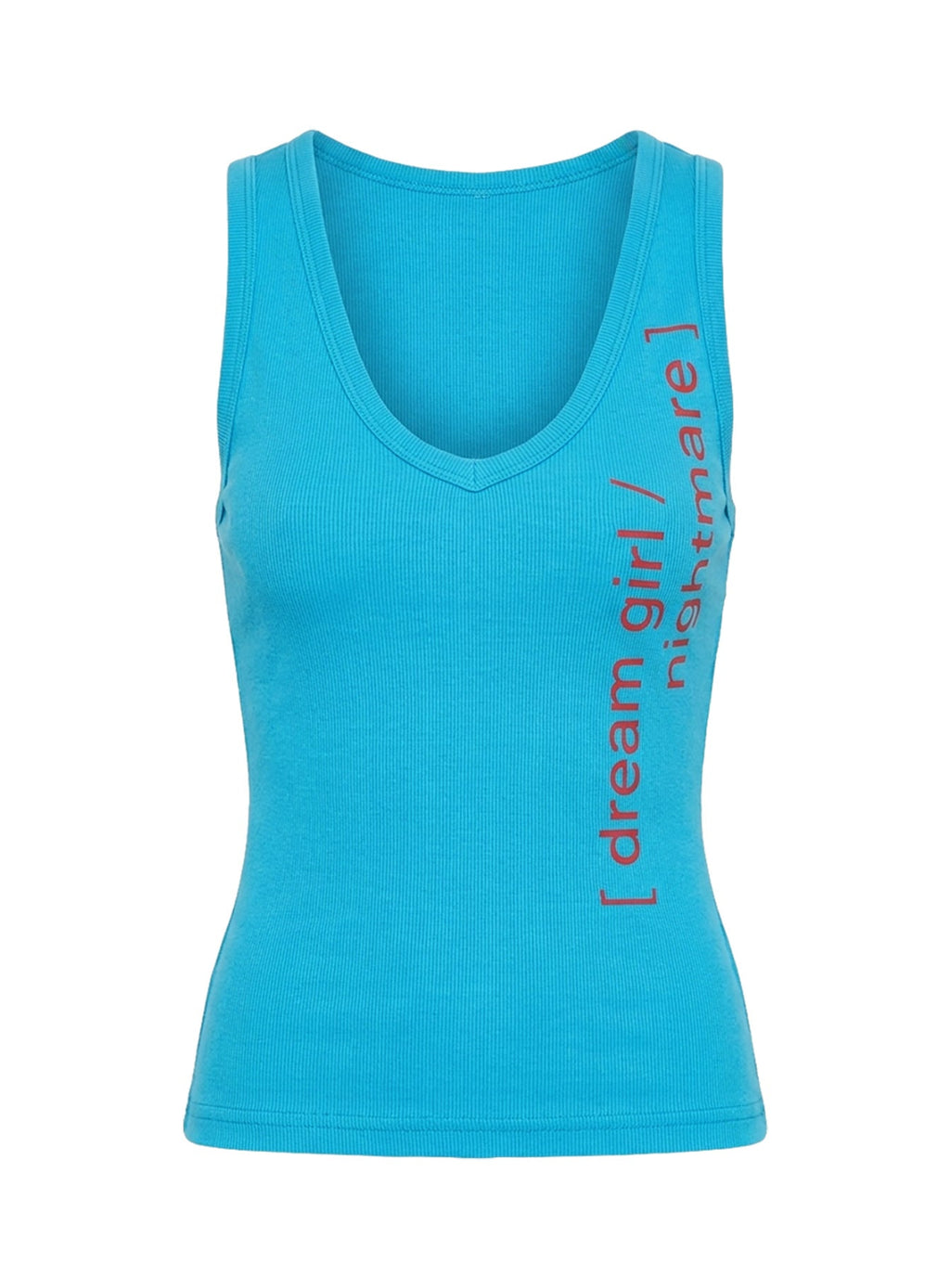 Dreamgirl Nightmare Graphic V Neck Tank Blue