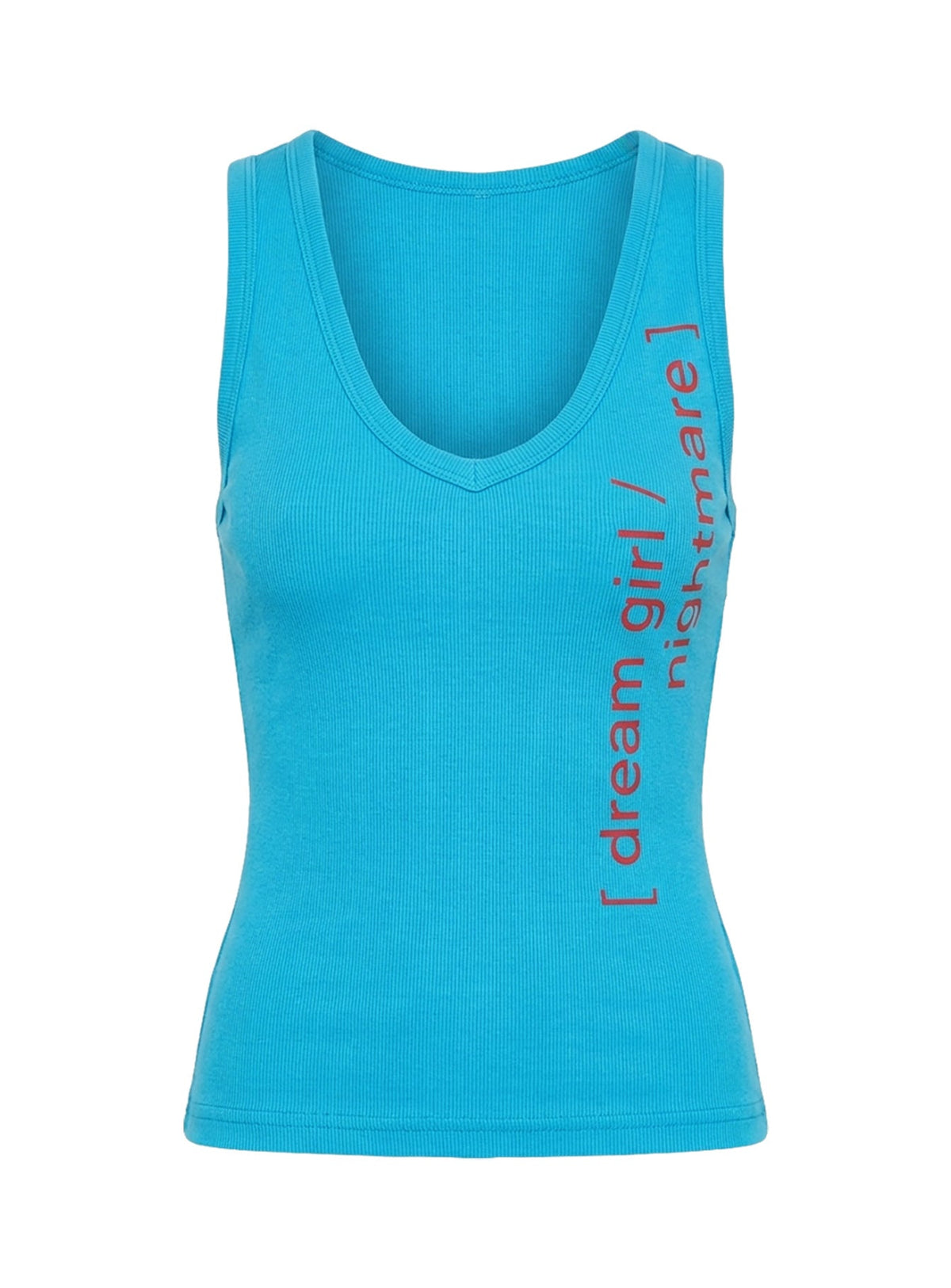 Dreamgirl Nightmare Graphic V Neck Tank Blue