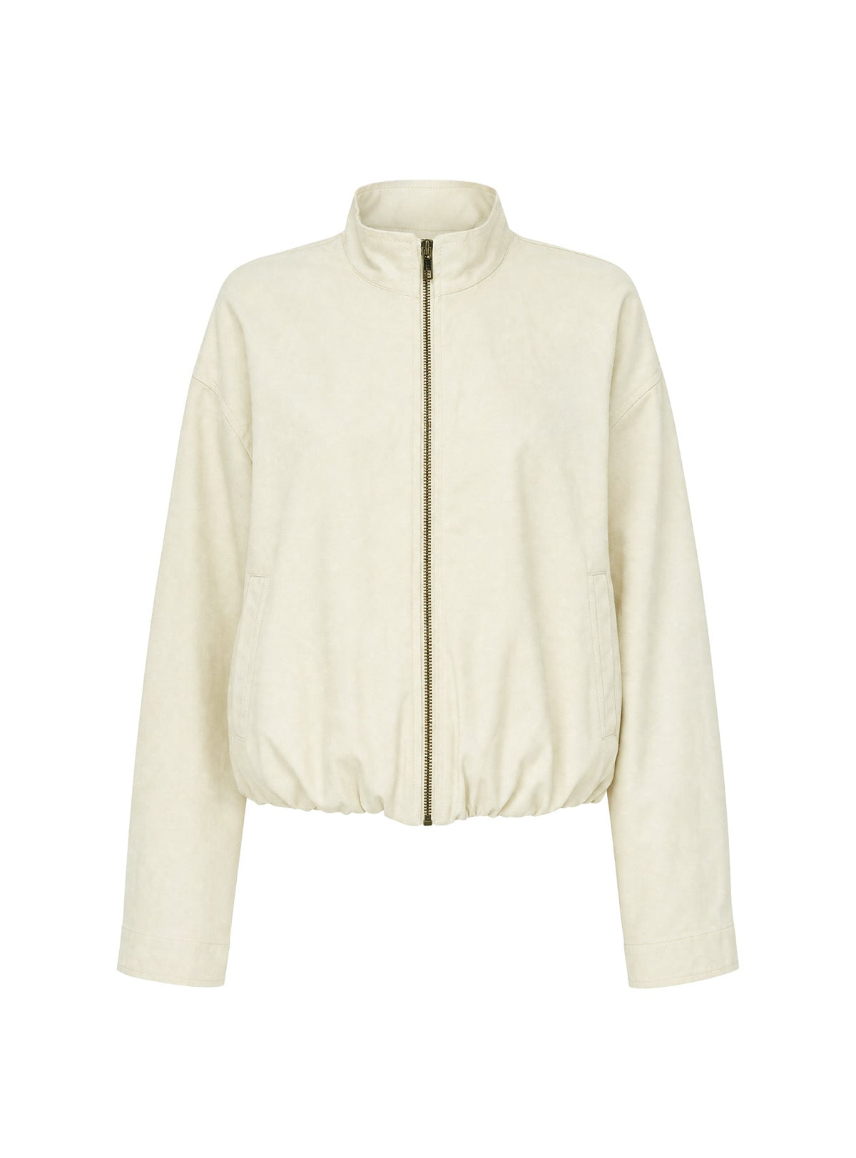 Chayden Cropped Canvas Bomber Jacket Cream