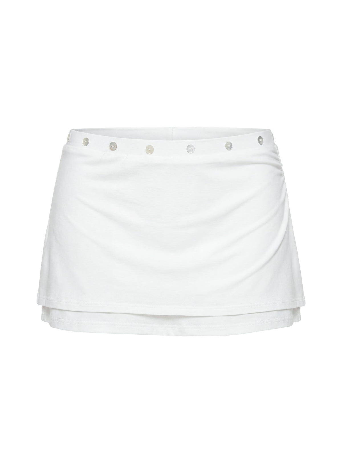 Esperia Button Layered Mini Skirt White