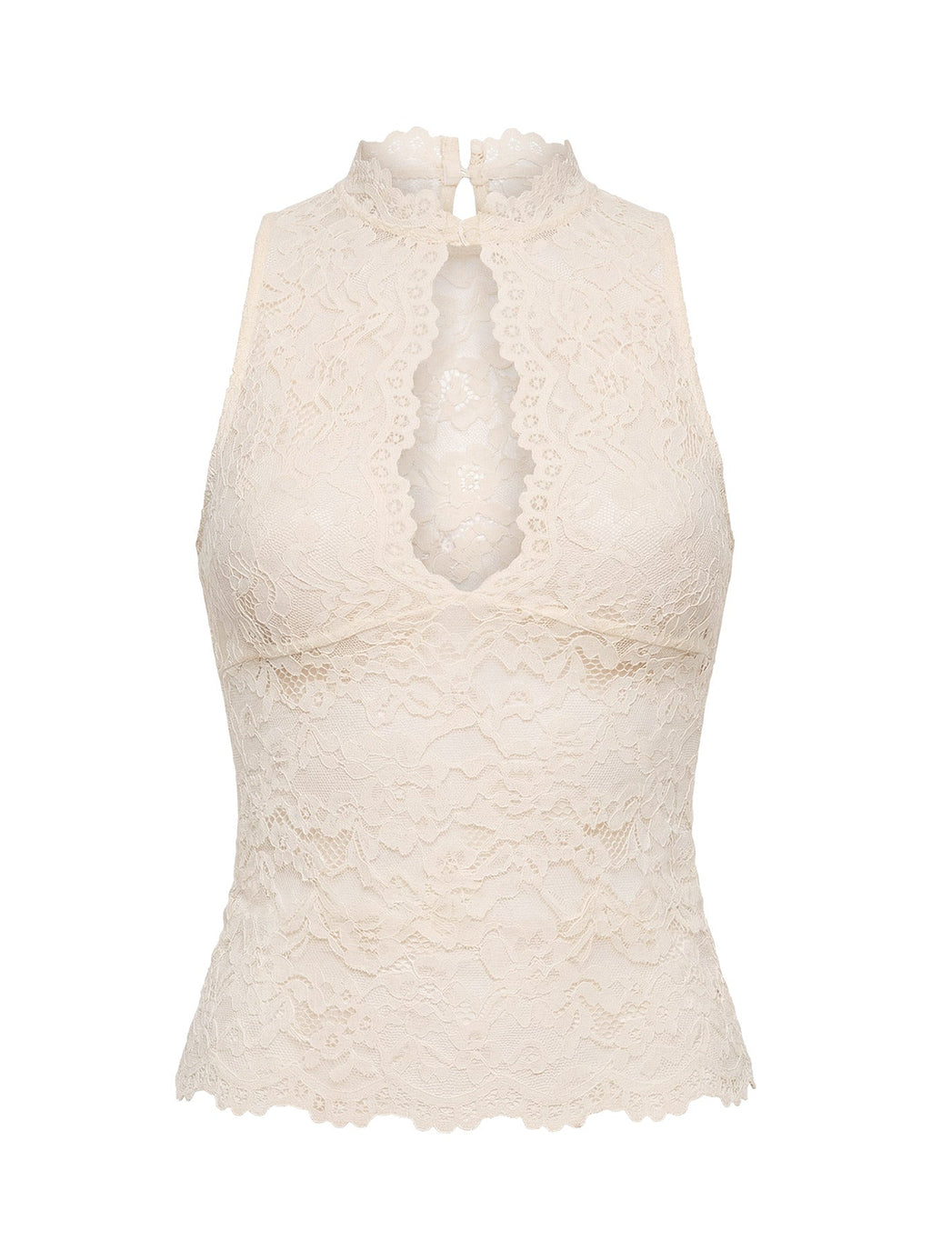 Quinbie Lace Sleeveless Top Cream