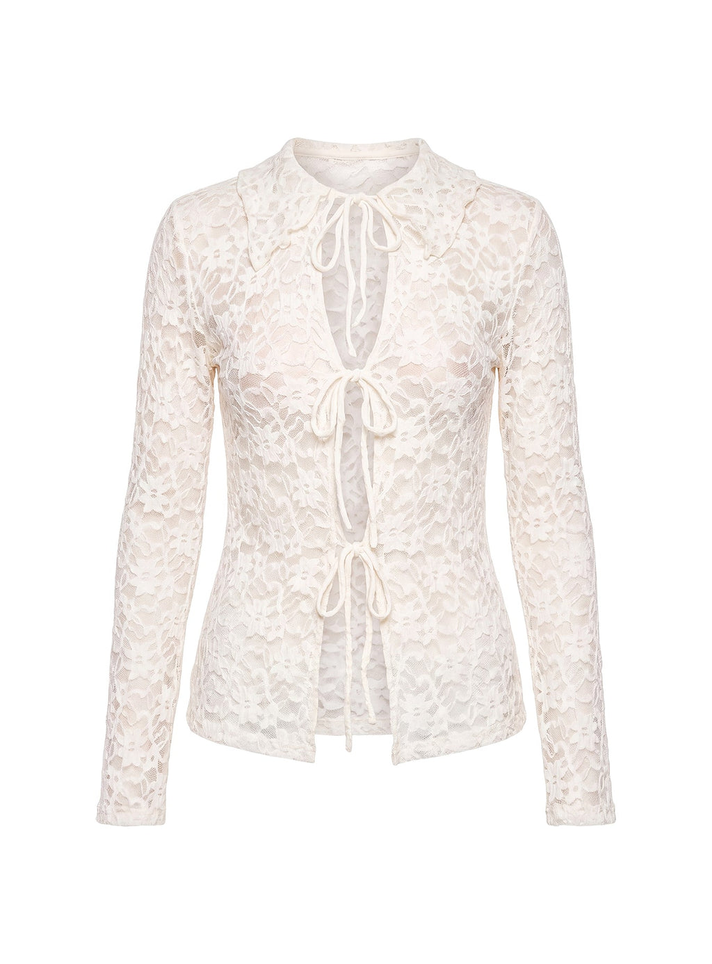 Secret Charms Lace Long Sleeve Top Cream