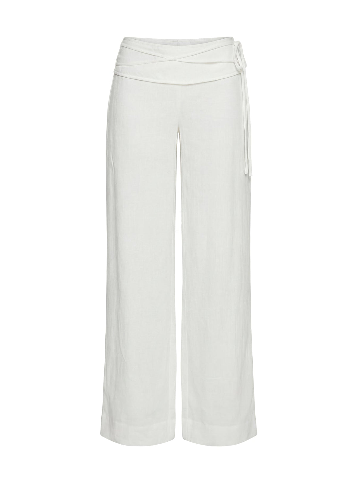 Silver Moon Linen Blend Tie Pants White Tall