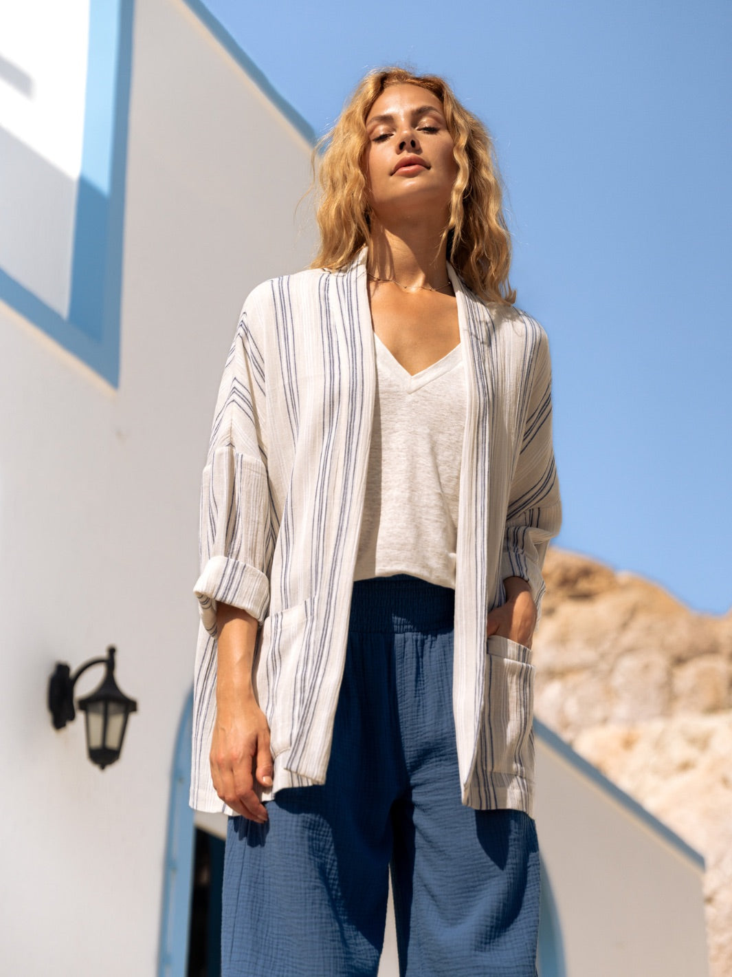 Ios Cotton Jacket Azure Stripe