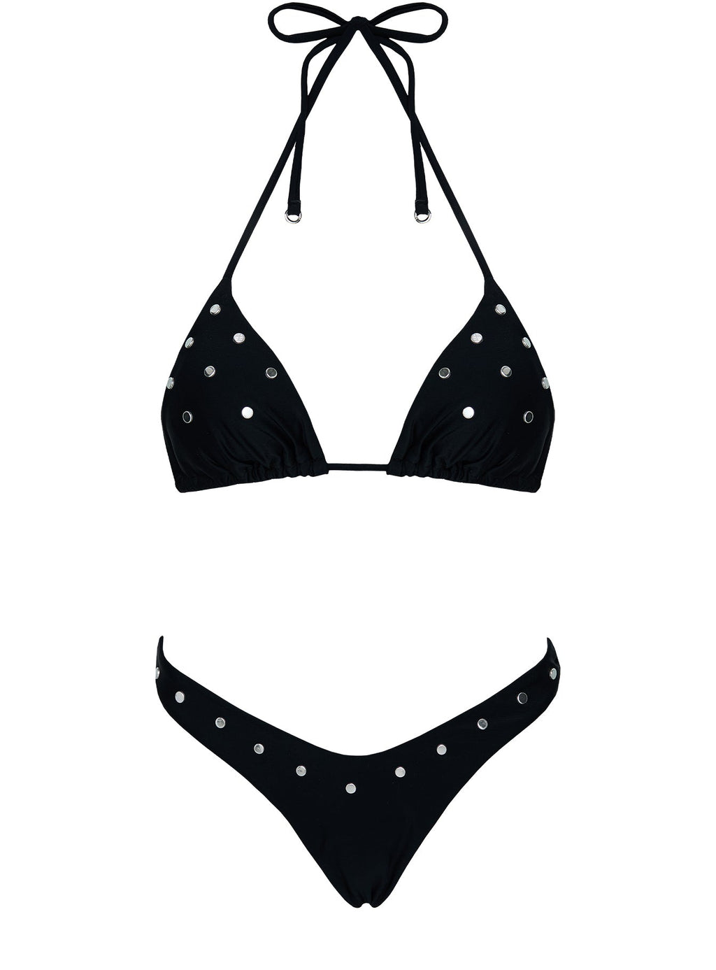 Jenner Triangle Studded Bikini Top Black