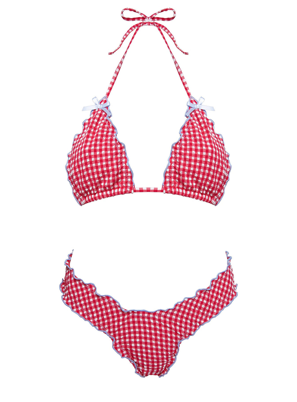 Kathrine Triangle Bikini Top Red Gingham