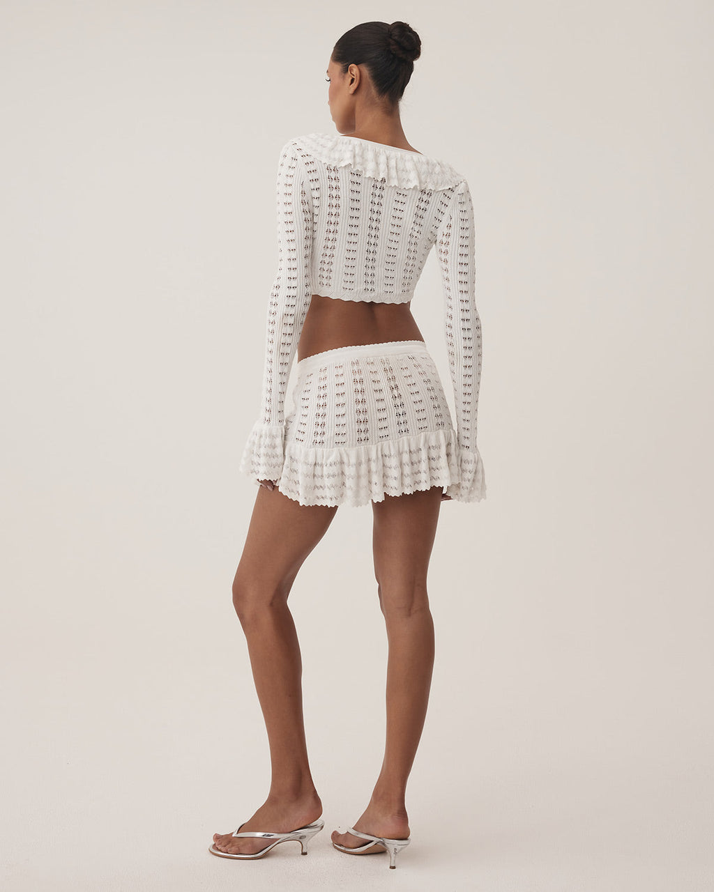 Starlight Ruffle Crochet Cardi | Tidal White