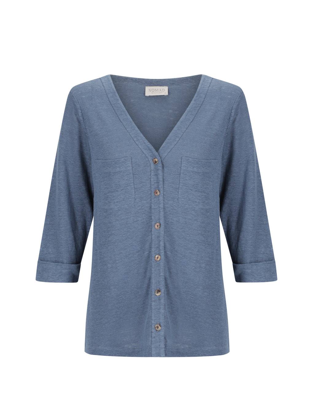 Marlee Linen Jersey Top Aegean Blue