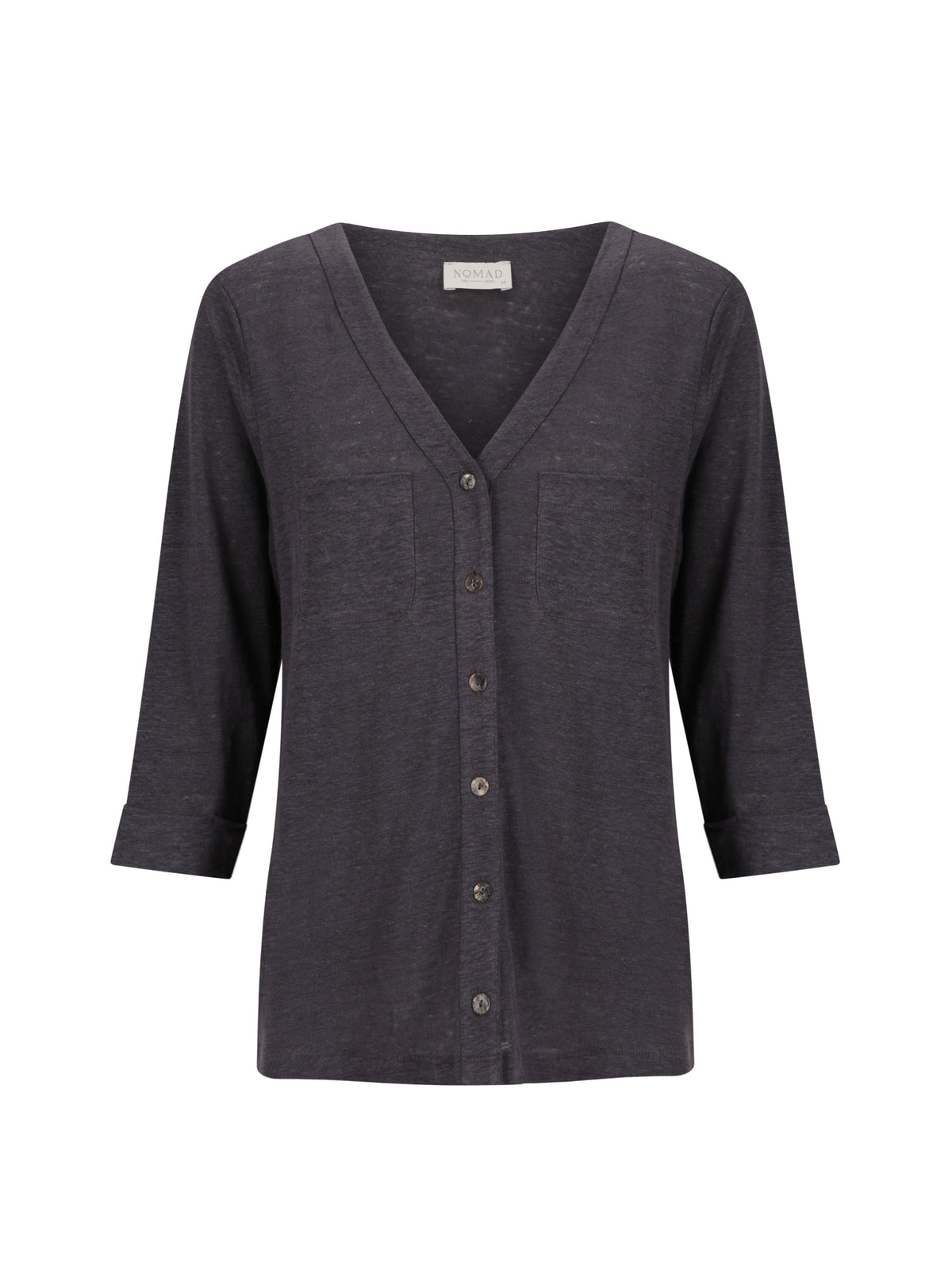 Marlee Linen Jersey Top Charcoal