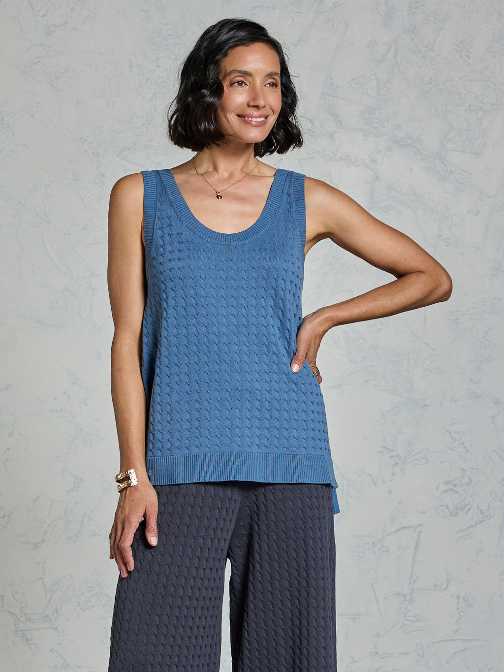 Matilda Cotton Knit Top Aegean Blue