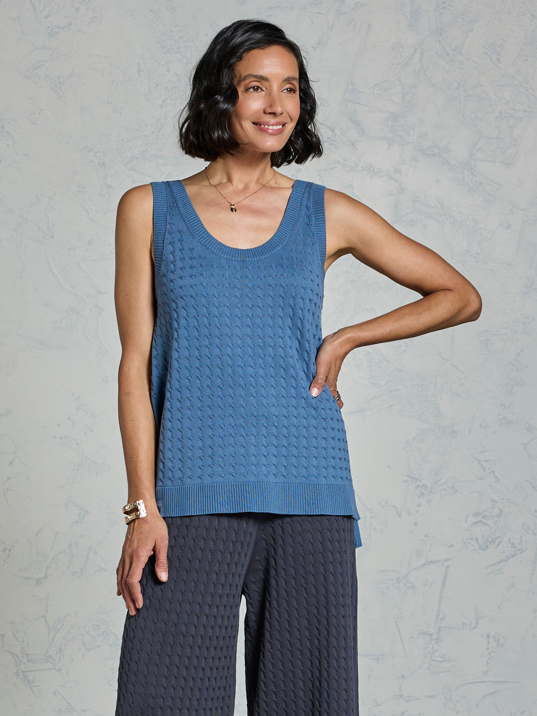 Matilda Cotton Knit Top Aegean Blue
