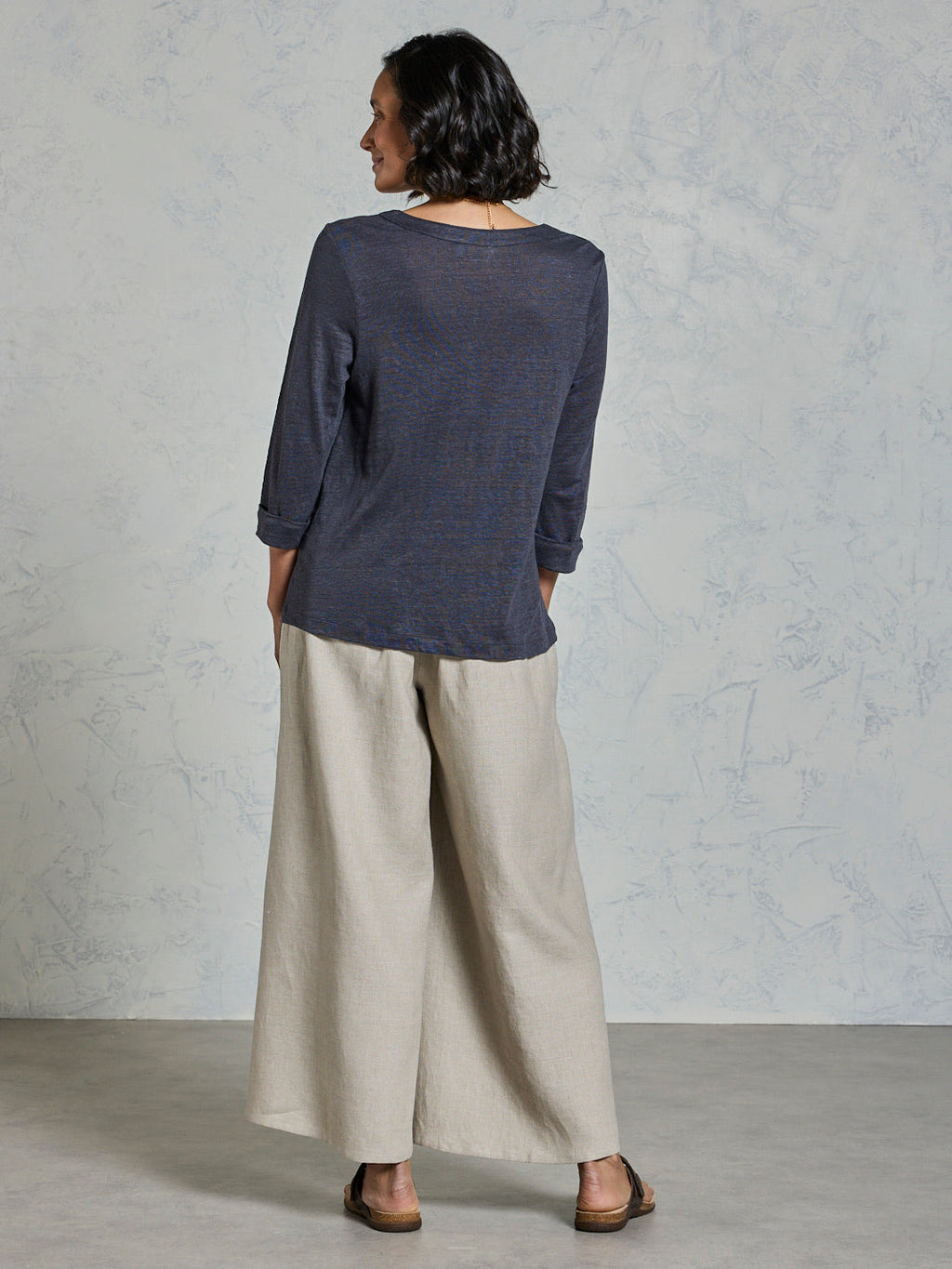 Marlee Linen Jersey Top Charcoal