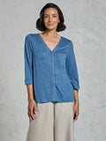Marlee Linen Jersey Top Aegean Blue