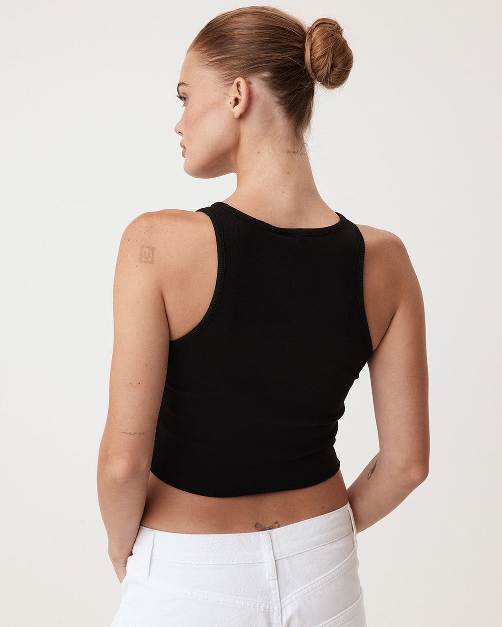Cropped Raw Hem Rib Tank | Black