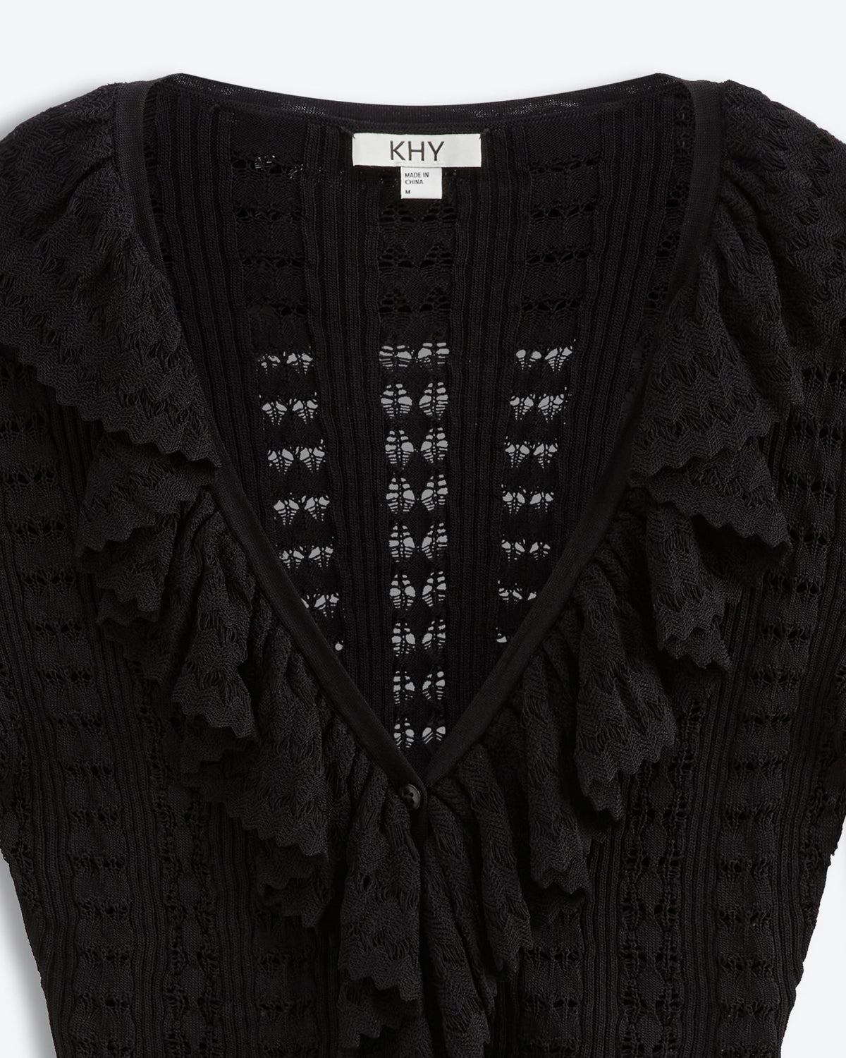 Starlight Ruffle Crochet Cardi | Eclipse Black