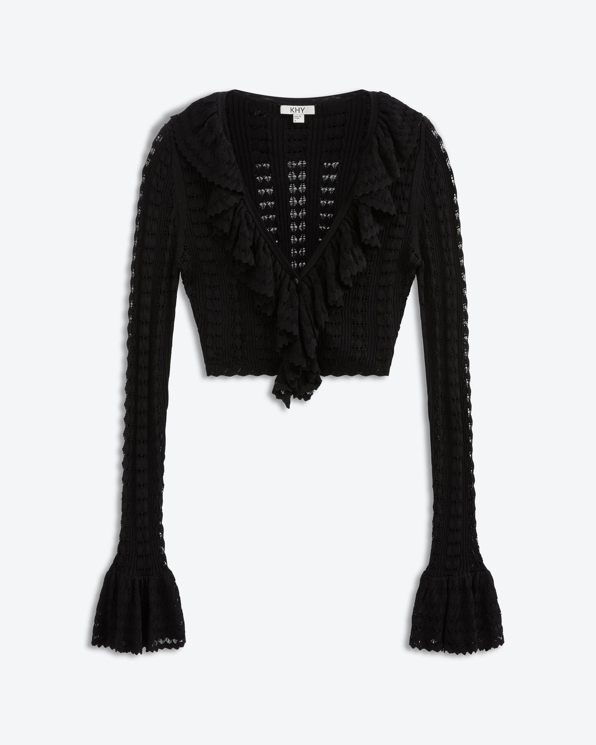 Starlight Ruffle Crochet Cardi | Eclipse Black