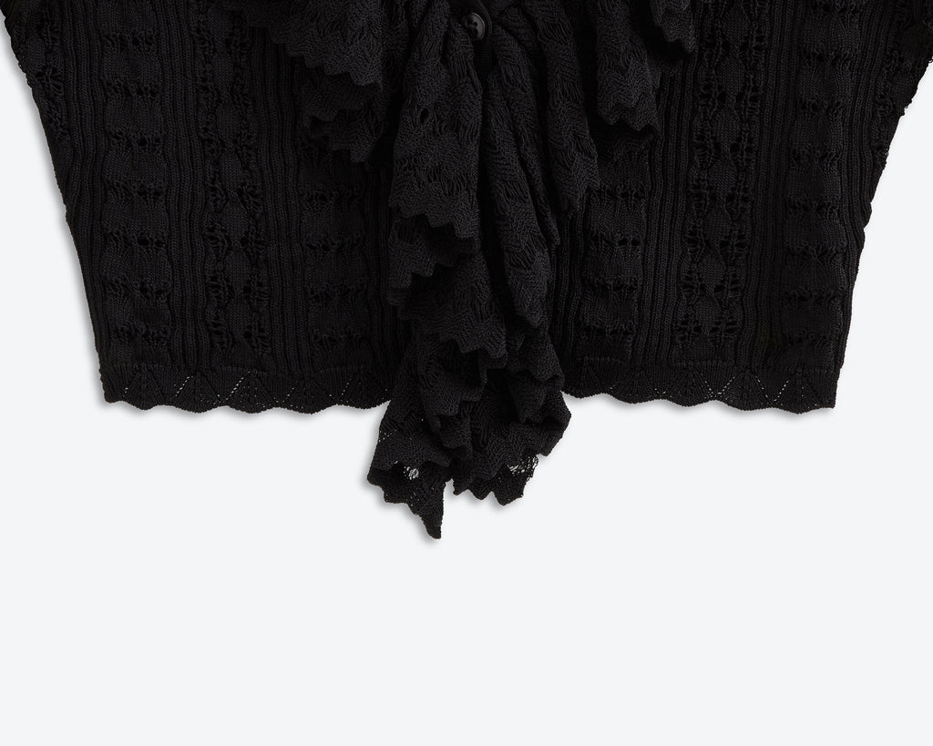 Starlight Ruffle Crochet Cardi | Eclipse Black