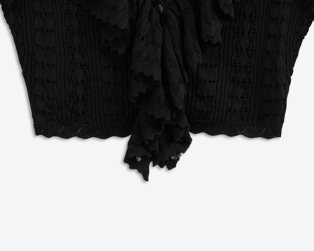 Starlight Ruffle Crochet Cardi | Eclipse Black