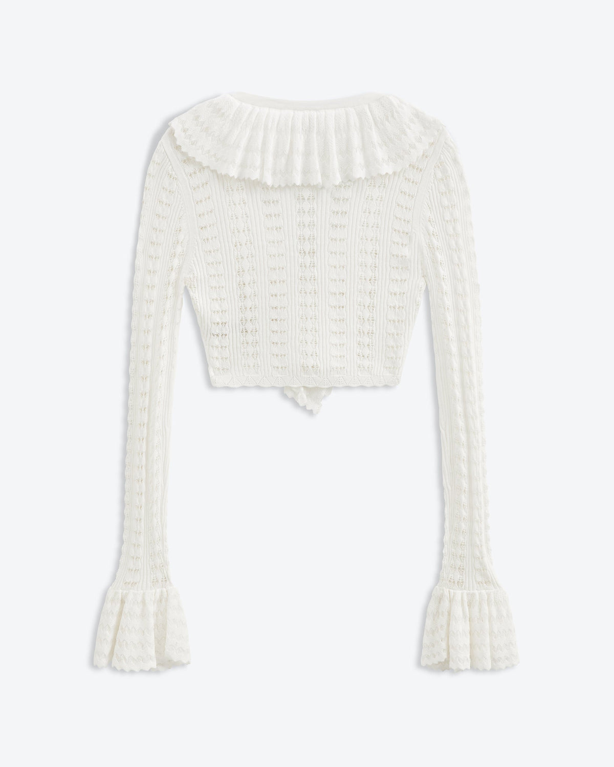 Starlight Ruffle Crochet Cardi | Tidal White