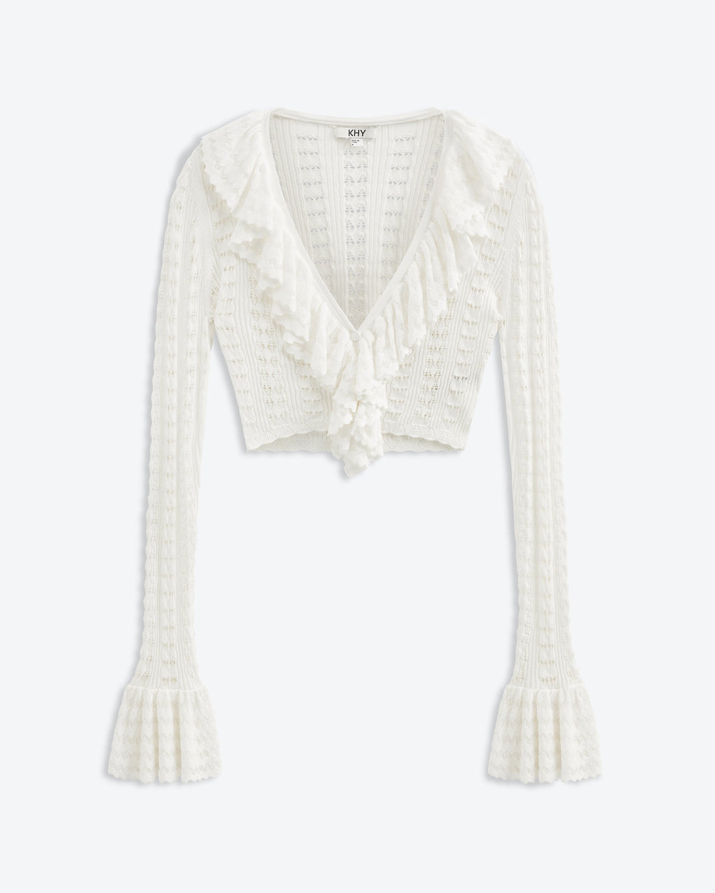 Starlight Ruffle Crochet Cardi | Tidal White