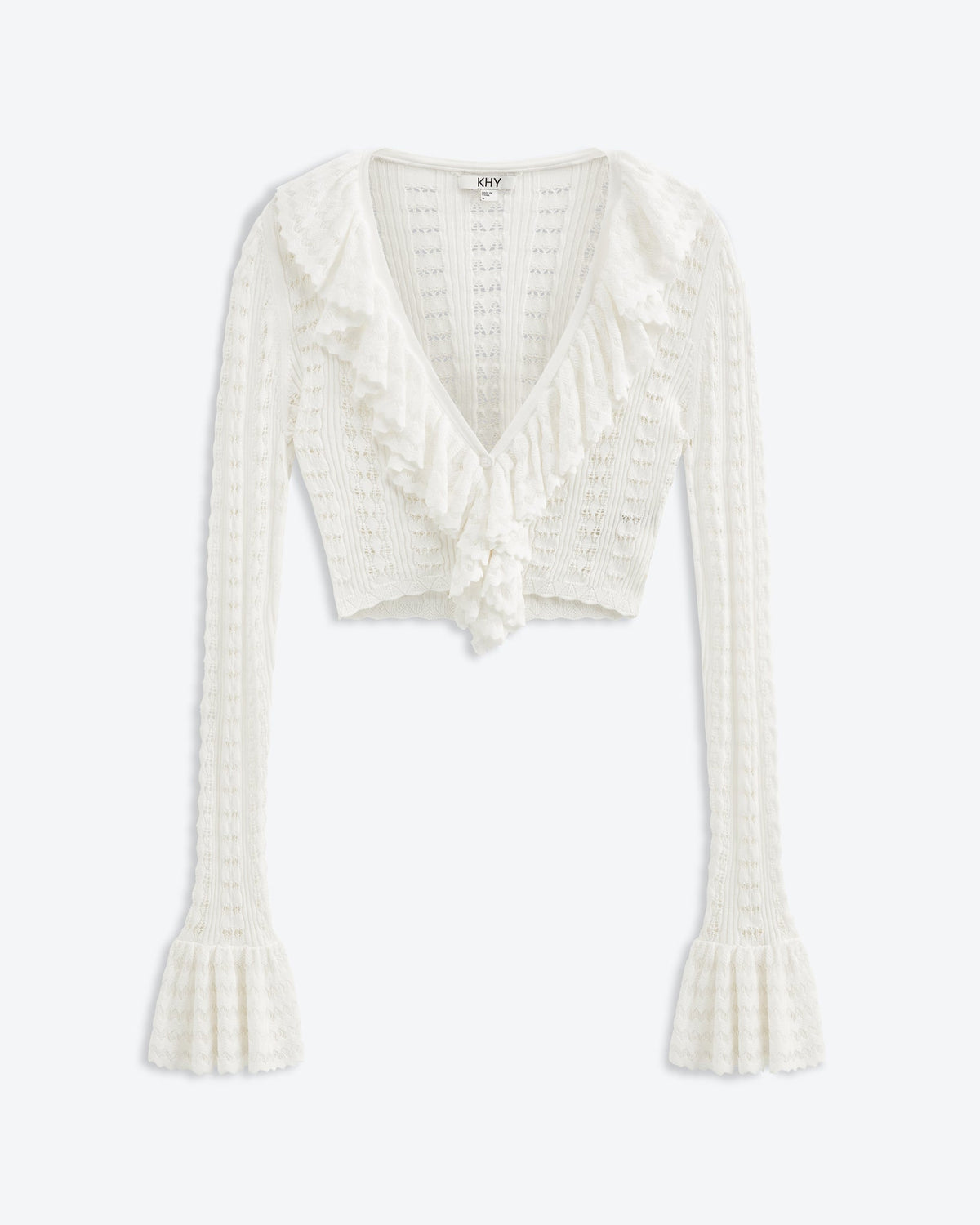 Starlight Ruffle Crochet Cardi | Tidal White