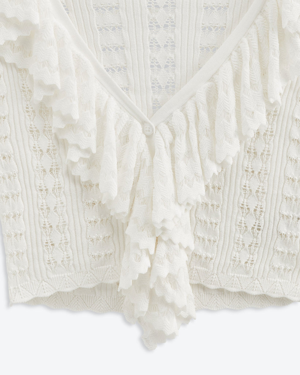 Starlight Ruffle Crochet Cardi | Tidal White